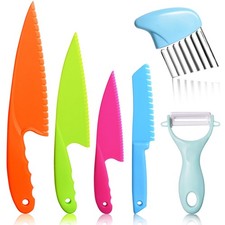 6Pcs Kids Plastic Knives Set with Slicing Knife & Paring Knife Child Safety