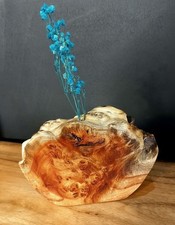 Mini Burl Wood Vase  Natural Live Edge Sculpture  Rustic Desk Decor