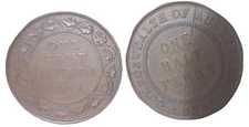 Two Coins of Canada 1913 (cent) and Australia 1935 (half cent)