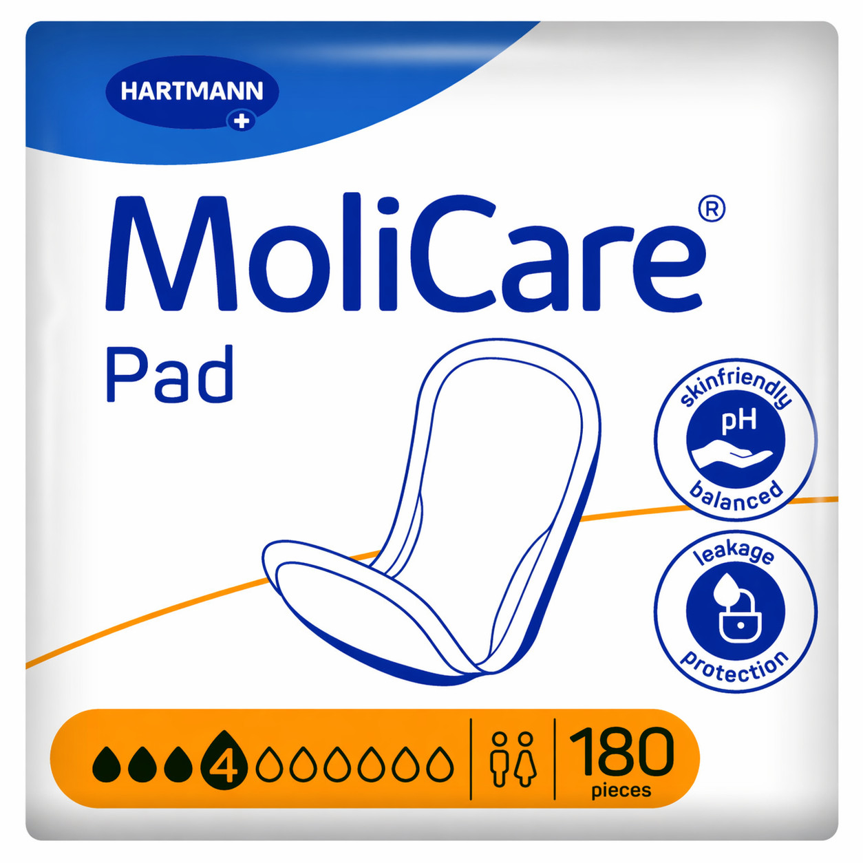 180 x MoliCare Pad 4 Drops | Adult Unisex Incontinence Pads | 6 Packs of 30