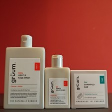 gruum shampoo bar gentle face wash and gentle moisturiser