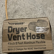VIVOSUN -4" - 8 Feet Aluminum Flexible Dryer Vent Hose w/ 2 Clamps for HVAC NEW