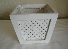 Wood Effect Planter Flower Plant Pot Indoor Decor 6" Square Mesh Side Lined