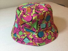 Pink/ multicolor 1980  s style one size fits all Bucket hat