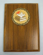 Lamp of Knowledge red flame5 x 7 brown plaque trophy award