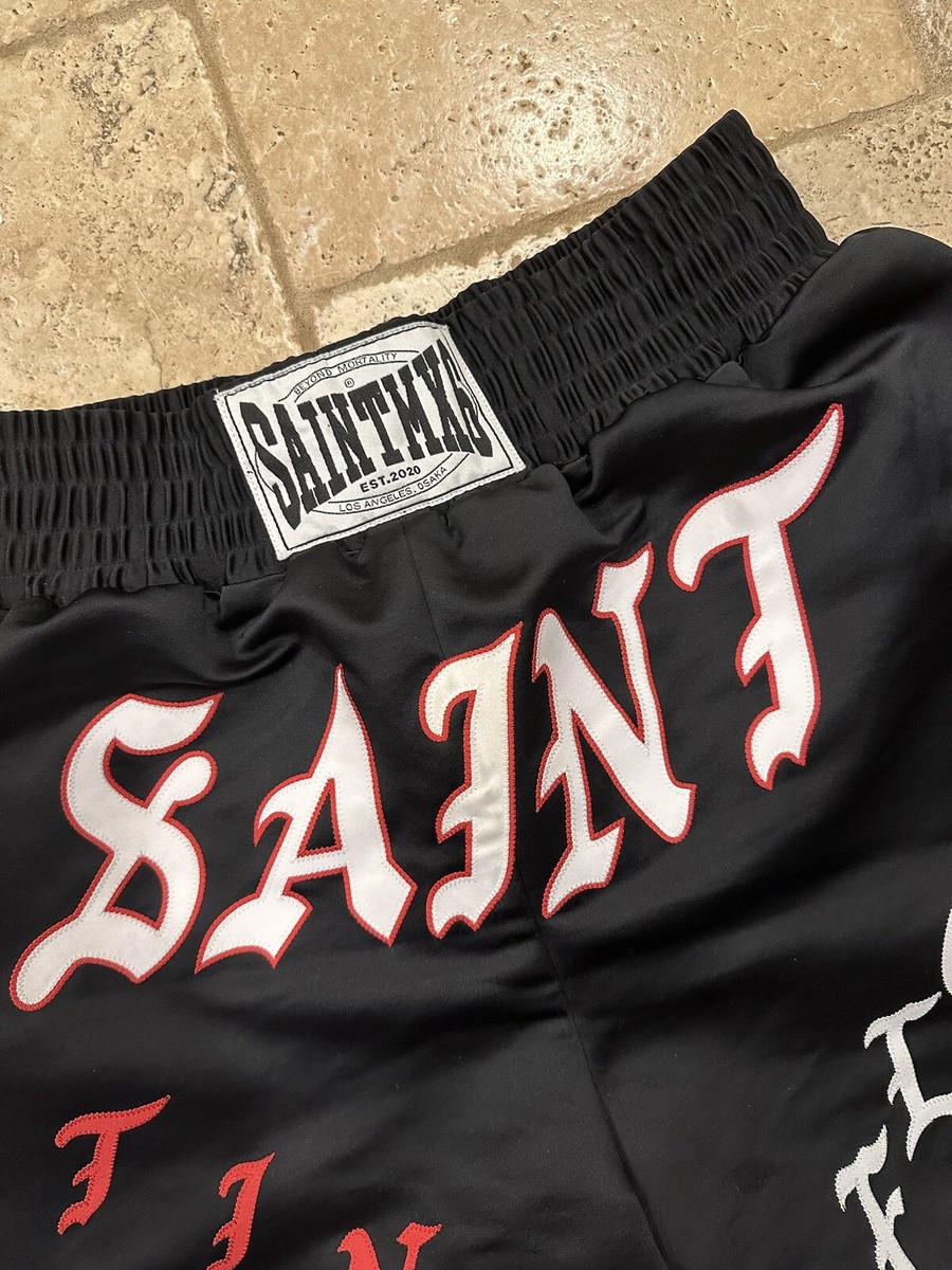 Saint Michael Black Sting Float Satin Boxing Shorts￼ | eBay
