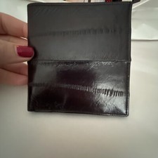 GENUINE EEL SKIN LEATHER LUXURY BIFOLD WALLET MENS UNISEX BROWN EUC