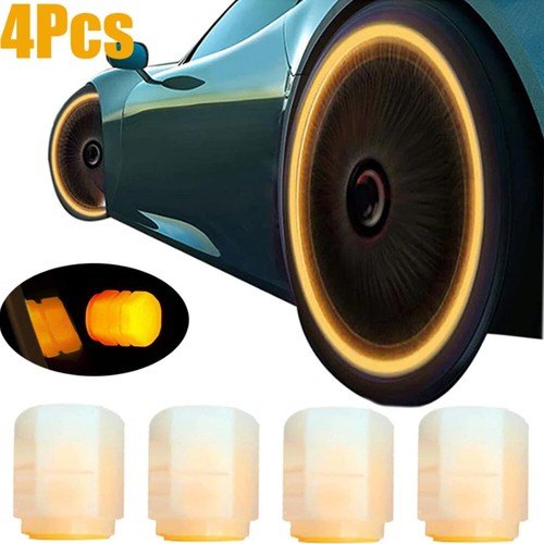 4pcs Orange Fluorescent Car Tire Valve Caps Cover Glowing In Dark Accessories - Picture 7 of 14