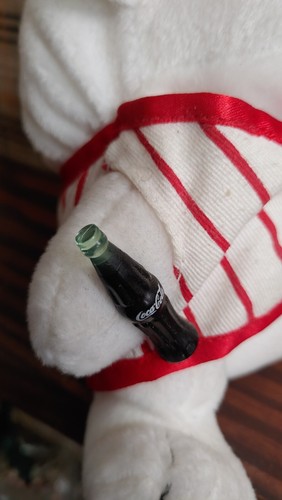 Coca Cola ~ Bean Bag Plush ~ Polar Bear in Soda Fountain Outfit ~ 1998 - Picture 8 of 9