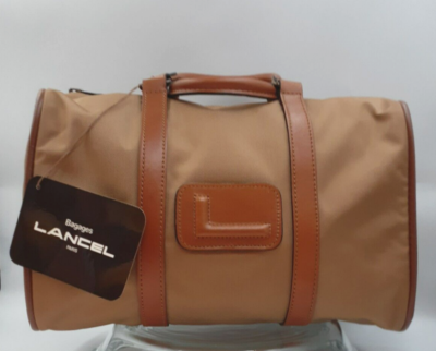 LANCEL Paris Vachetta Leather Canvas Vintage Satchel Bag Women 