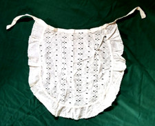 VTG 1950s Eyelet Lace Oval Half Apron Ruffle Edge Hostess Cottage Core Kitchen