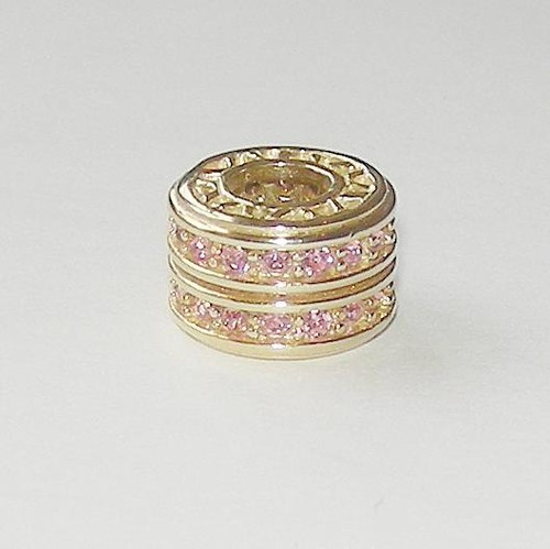 *New* Rhona Sutton gold plated 925 sterling silver pink sparkle bead - Picture 4 of 7