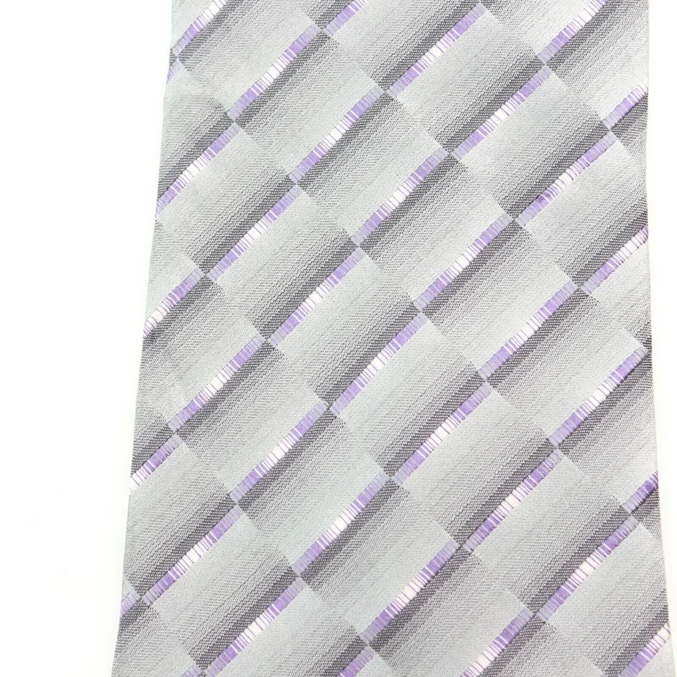 Corbata Venturi Uomo, hecha a mano para hombre gris seda y púrpura Foto 4 de 4