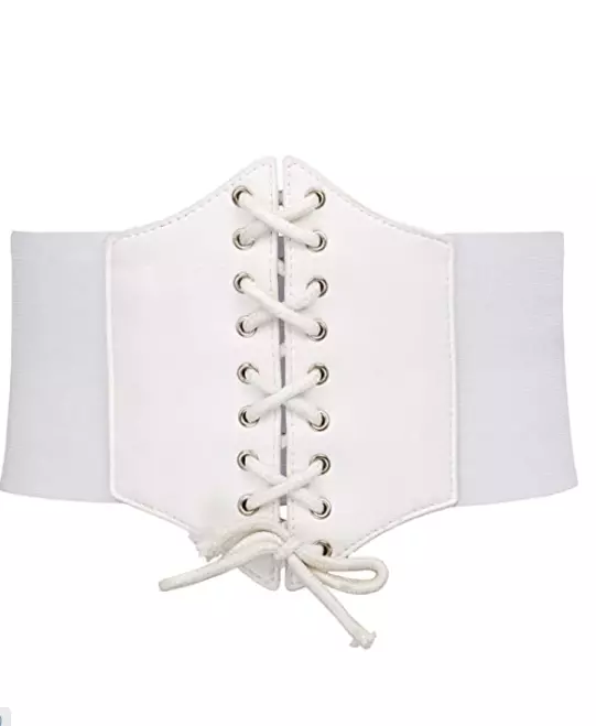 Grace Karin Women's Corset Belt Vintage Lace-up Cinch Elastic Waist Belt -  White