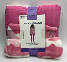 Girls Size XS 5/6 Lucky Brand 2-Piece Plush Hoodie  Legging Set Outfit Pink