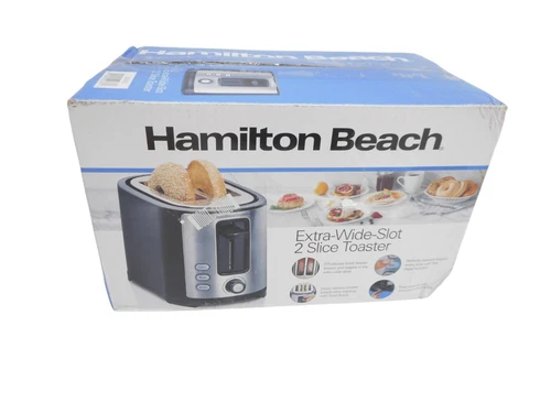 HAMILTON BEACH 22633 EXTRA-WIDE SLOT 2 SLICE TOASTER, BLACK - NEW