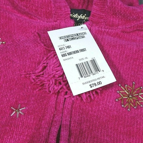 NEW Christopher Radko Christmas Zipper Hoodie Sweater Magenta KIDS XL Snowman - Picture 7 of 12