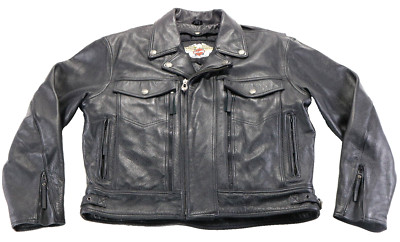 mens harley davidson jacket XL black leather liner Nevada concealed vents bar