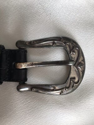 Vintage Fossil Black Leather Belt Womens Silvertone  display picture 2