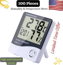100 Piece Hygrometer Thermometer Temperature Humidity Meters HTC-1 W/Alarm Clock