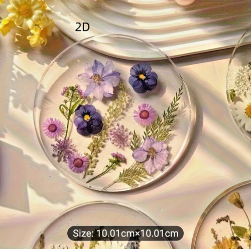 Round Flower Printer Acrylic Coasters Indoor Outdoor Tableware 4 Pcs Set - Picture 6 of 7