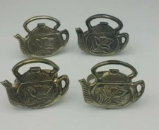 Napkin Rings Tea Pot Heavy Metal Silver Color