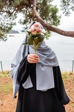 Hijab scarf, silk fabric, long hijab, shawl for muslims from turkey - Gray