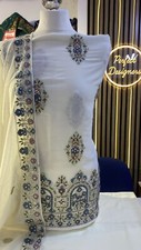 Unstitched Asian pakistani indian shalwar kameez Chiffon embroidered suits.