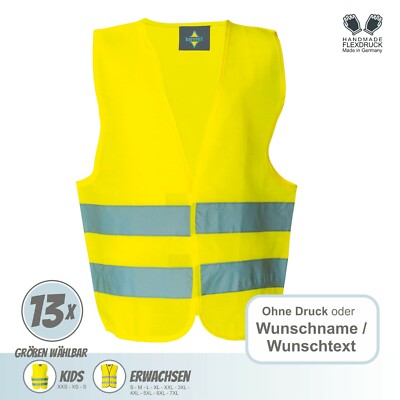  Kinder & Herren Warnweste *Individuell mit Namen / Logo Möglich * reflektierend