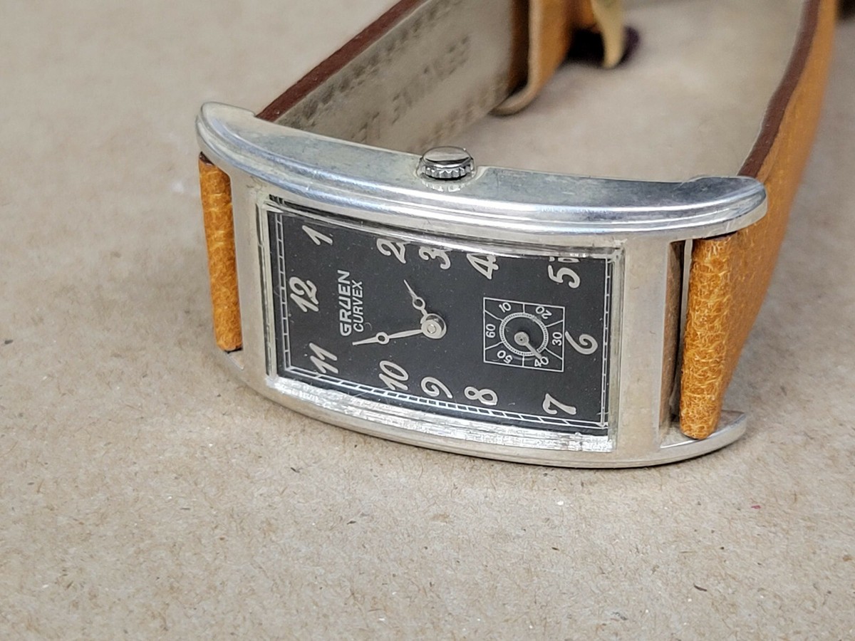 GRUEN CURVEX / SUPER RARE / BLACK DIAL / QUARTZ | eBay