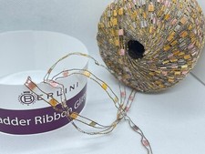 Berlini Ladder Ribbon Glitter Yarn 114 Tri-Color Gold 50gr 142yds Pink Gold Grey