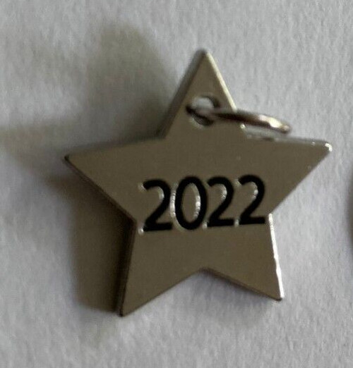 Dated 2022 Star Shaped Charm to add to your Christmas Ornament - Silver