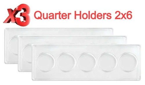 3 Whitman QUARTER Coin Snaplock Holders 5 Hole 2x6 High Quality Clear Plastic