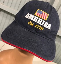 USA America Est 1776 Patriotic Side Stars Strapback Baseball Hat Cap