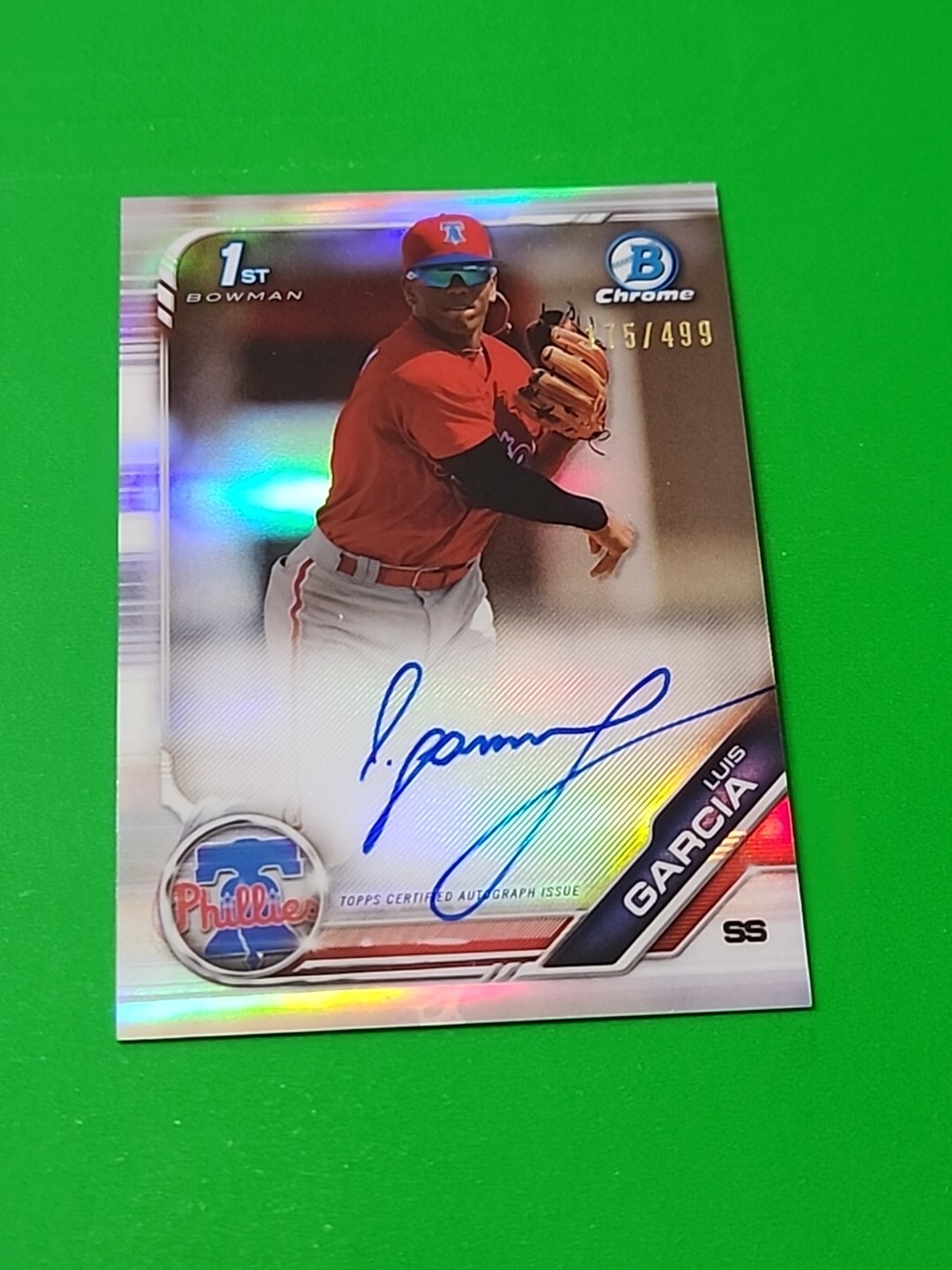 Luis Garcia 2019 Bowman Chrome Refractor Auto 175/499 , Philadelphia Phillies