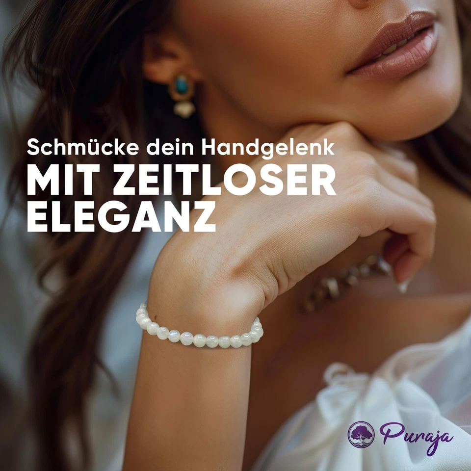 Edelstein Armband aus echtem Naturstein: Mondstein | 6mm Kugelarmband - Bild 2 von 4