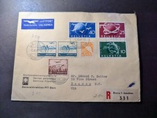 1949 Registered Switzerland Airmail Cover Bern to Beacon NY USA