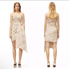 TORY BURCH Strapless Bow Embellished Floral Print Taffeta Mini Dress