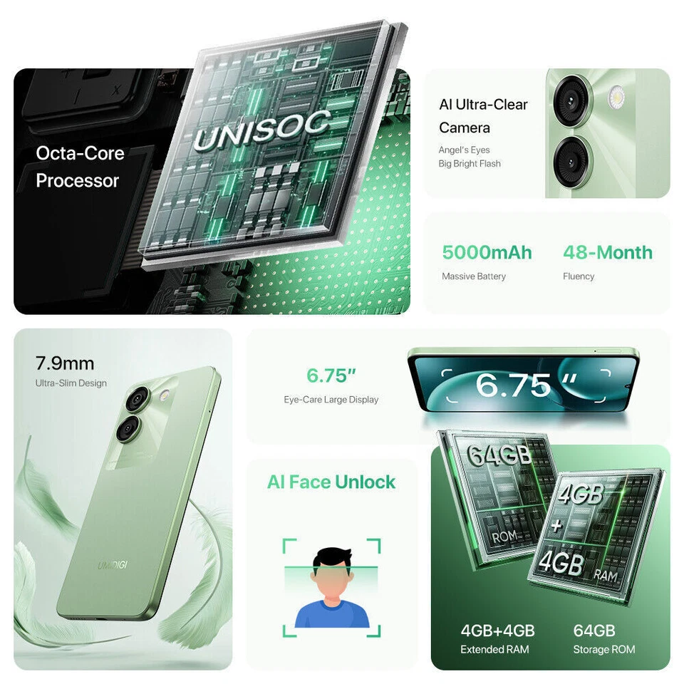 UMIDIGI G9A 4GB+64GB 6.75'' Dual SIM Smartphone Android 14 Teléfono Móviles - Imagen 2 de 4