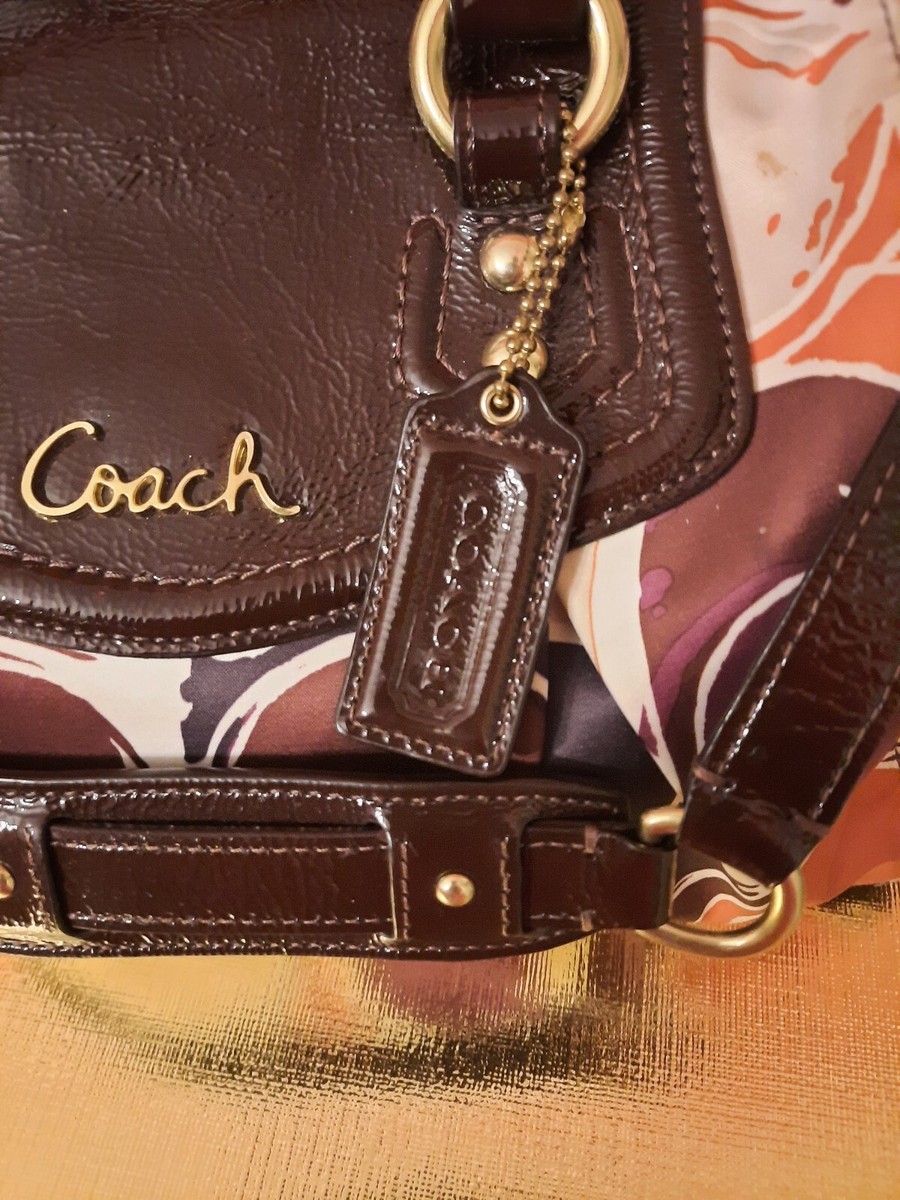 VINTAGE COACH ASHLEY G1271 BEIGE PURPLE ORANGE SHOULDER BAG PURSE