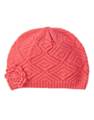 GYMBOREE MEADOW WALK CORAL POINTELLE FLOWER SWEATER HAT 5 6 7 8 10 12 NWT