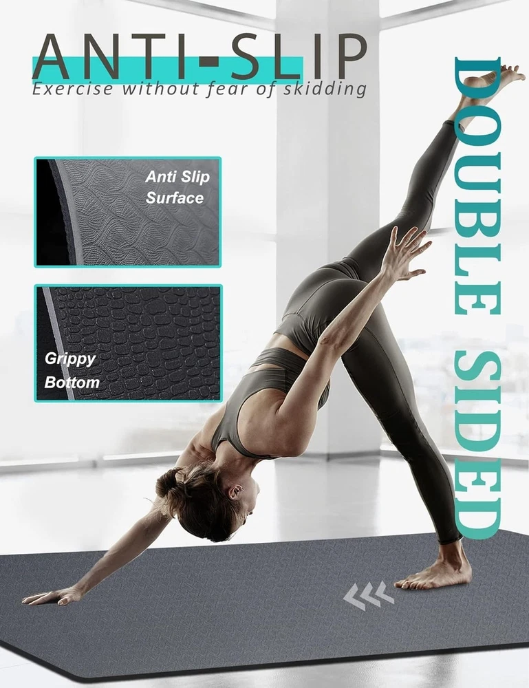 72 Inch Extra Wide Non-Slip Yoga Mat 7mm Thick Double-Sided