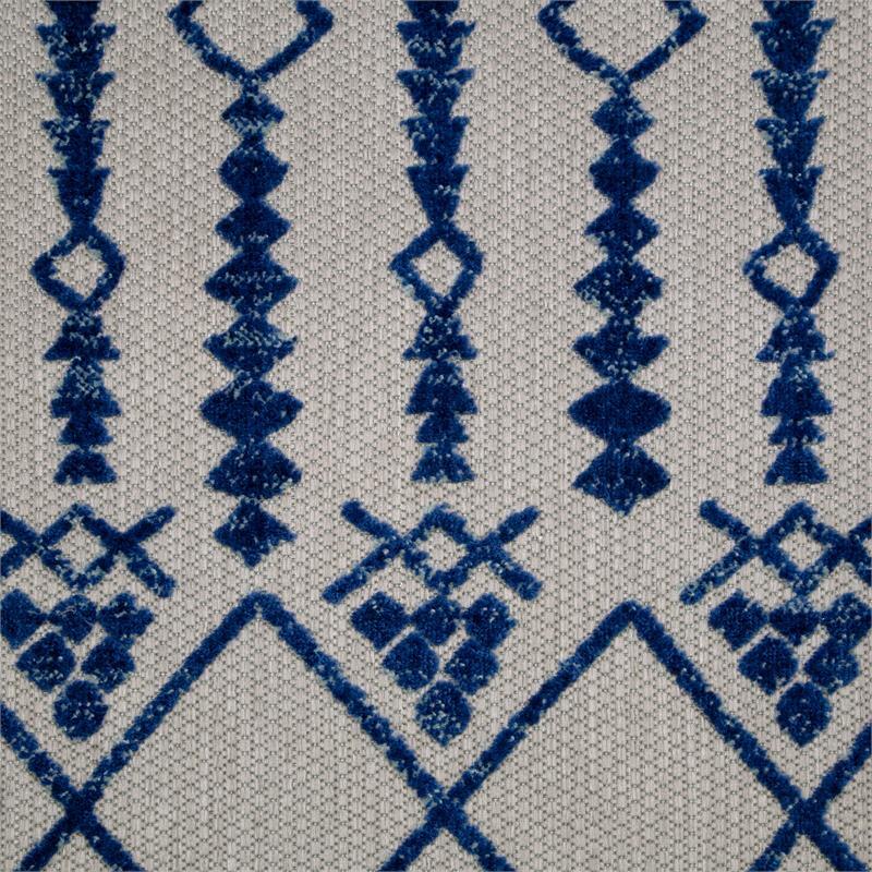 Pemberly Row Cusp Gray with Blue Indoor Outdoor Area Rug Round 5'3" eBay