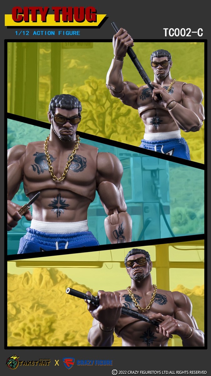 1/12 CRAZY FIGURE TC002 CITY THUG BLACK Action Figure INSTOCK 3