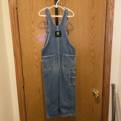 JOHN DEERE Blue Jean DENIM OVERALLS Farm Tractor Kid YOUTH Size 5 Boy/Girl Logo - Picture 7 of 10