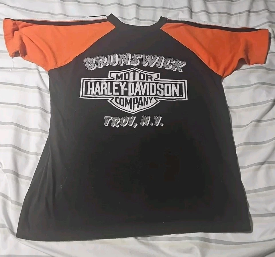 Camiseta de motocicleta vintage solo para ciclistas Harley Davidson Brunswick Troy Nueva York Foto 2 de 4
