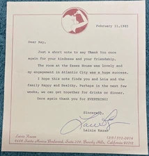 Lainie Kazan Signed Letter