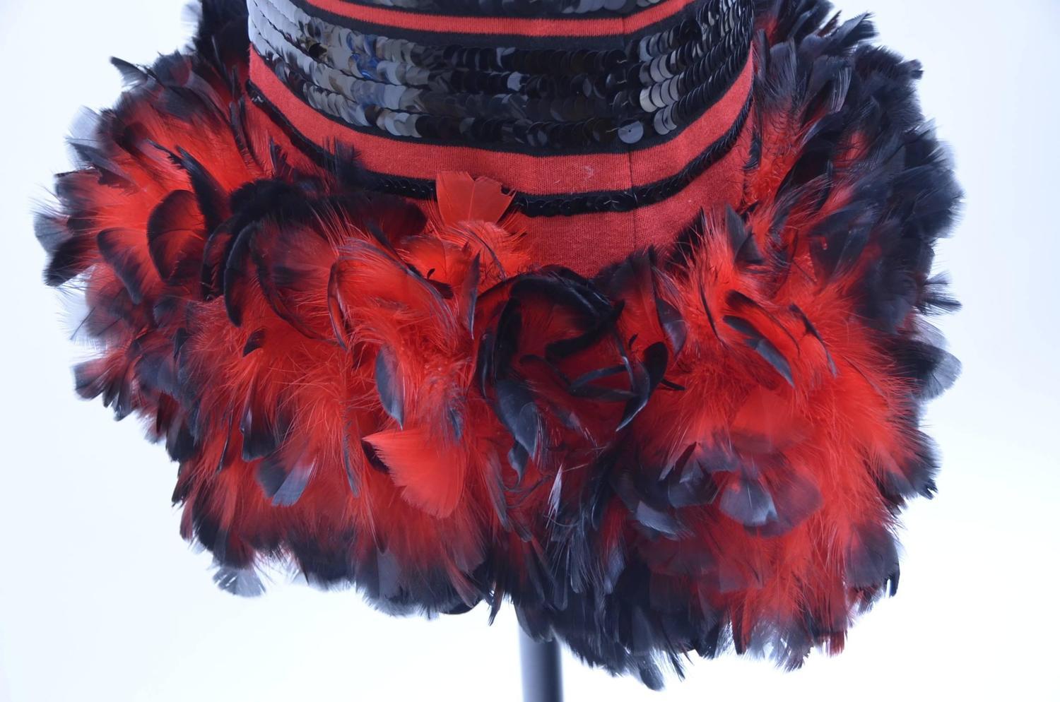 Michaele Vollbracht Vintage  1980's Feather's And Sequence Dress New 6 US image 8