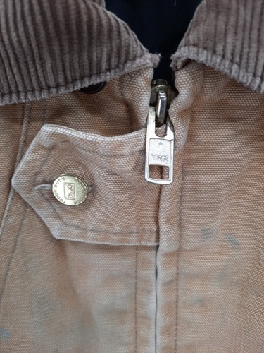 Vintage Distressed Beige Tan Tough Duck Chore Coat Quilted Work Jacket Canada - Picture 6 of 14
