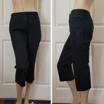Express Editor Wide Waist Band Crop Pants SZ 4 Black
